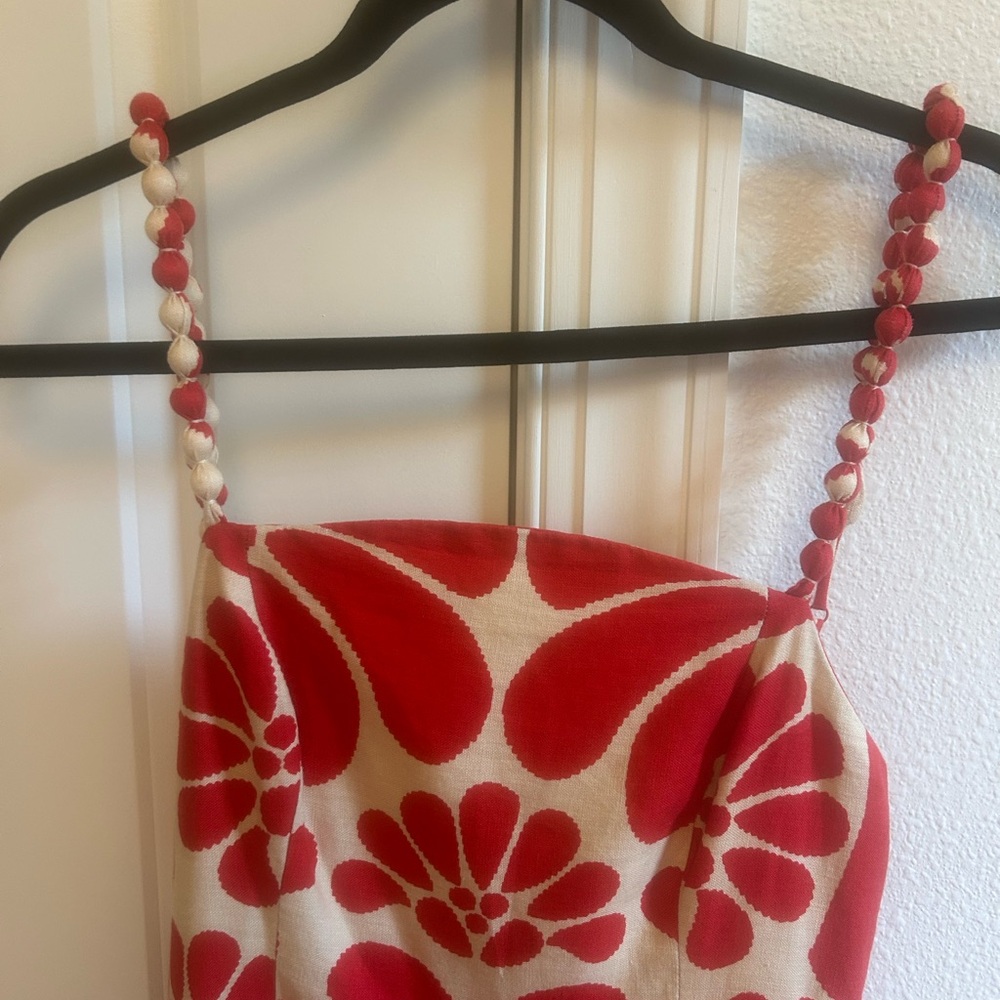 FARM Rio Red and Cream Floral Maxi Dress with Braided Straps - Picture 5 of 6